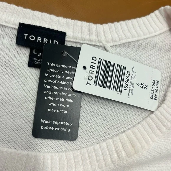 NWT Torrid White Red Tie Dye Knit Sweater 4 - Picture 7 of 7